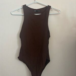 ZARA Chocolate Brown Sleeveless Bodysuit